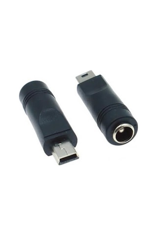 Koodmax - 5 Pin Mini Usb Erkek To Dc 5.5 2.1mm Dişi Soket Çevirici - Güç Adaptörü Fişi Dönüştürücü