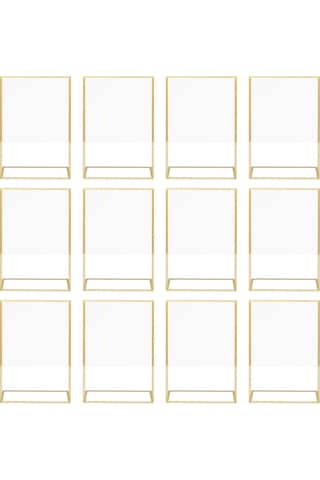 12 Adet Tabela Tutucu, Dikey Tutucu İle Çift Taraflı Altın Fotoğraf Çerçevesi