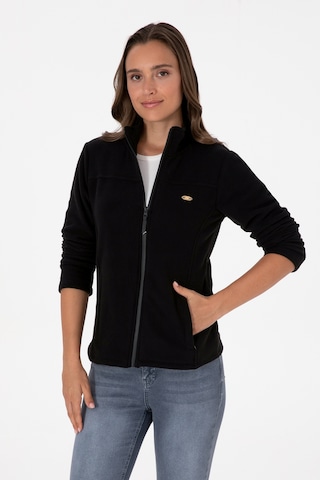 U.S. Polo Assn. Kadın Siyah Fermuarlı Dik Yaka Polar Sweatshirt 50316729-VR046