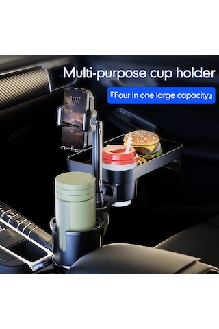 Tenfowee Araç İçi 360 Döner Tepsi Ve Telefon Tutucu, Gri Renk, Küçük Boy, Sb-3077 Model