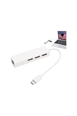 4693 Usb Type C Hub Rj45 Ethernet Çevirici Çoklayıcı Adaptör