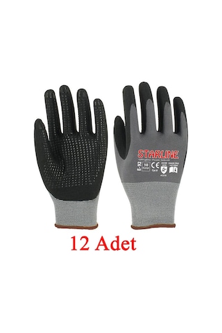 Starline E-92 Puanlı Mikro Köpük Nitril Eldiven Montaj Eldiveni No.9/large - 12 Adet