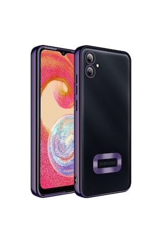 Galaxy A04e Kılıf Kamera Korumalı Logo Gösteren Zore Omega Kapak Derin Mor