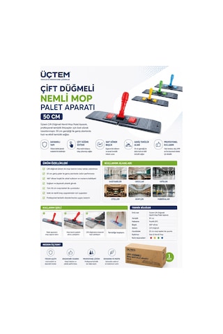 Üçtem Çift Düğmeli Nemli Mop Palet Aparatı 50 Cm
