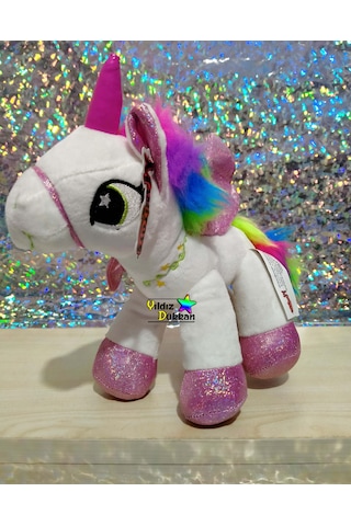 Sevimli Hayvan Peluş Oyuncak At Boynuzlu At Unicorn Pony 25Cm Byz