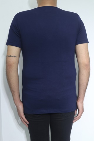 Santa Dmctekstil Erkek Düz Spor Kesim Dar Kalıp Bisiklet Yaka Basic T-shirt Lacivert