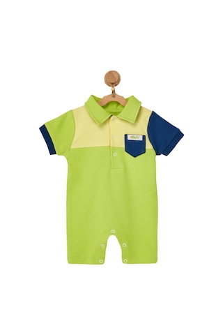 Andywawa Erkek Bebek Polo Yaka Cep Detaylı Yeşil Tulum AC22528 Yeşil