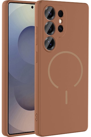 Galaxy Uyumlu S24 Ulta Kılıf M-safe Şarj Özellikli Zore Meta Kapak - Kahverengi Kahverengi