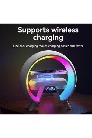 6'sı 1 Arada Kablosuz Şarjlı Rgb Gece Lambası Bluetooth Hoparlör Ve Alarm Saat-1755