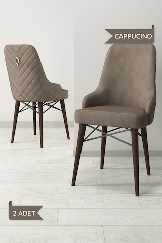 Ege Serisi,ceviz Gürgen Ayaklı 1.sınıf Babyface Kumaş Kahve Sandalye 2 Adet Cappucino