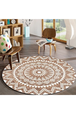 Jüt Yuvarlak Hasır Halı Yolluk Salon Oda Mutfak Halısı Ks-1055