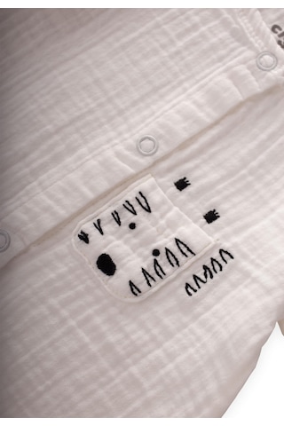 Cigit Zebra Nakışlı Müslin Şort Tulum 0-3 Yaş Ekru Ekru