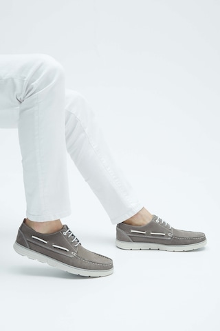 Tamer Tanca Erkek Hakiki Deri Gri Casual Ayakkabı 496 6554 Erk Ayk Y23 Grey Plume Gri