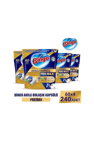 Bingo Akıllı Kapsül Pro Max Bulaşık Makinesi Deterjanı Tableti 4 x 60'lı
