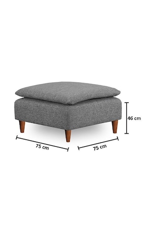 Lungo Puf 75 75 -gri Keten Açık Gri