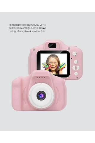 Pembe Mini 1080p Hd Çocuk Kamera 8mp Video Kaydıtf Kart Destekli