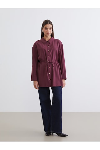 Lcw Modest Bordo Büzgülü Kadın Gömlek Tunik
