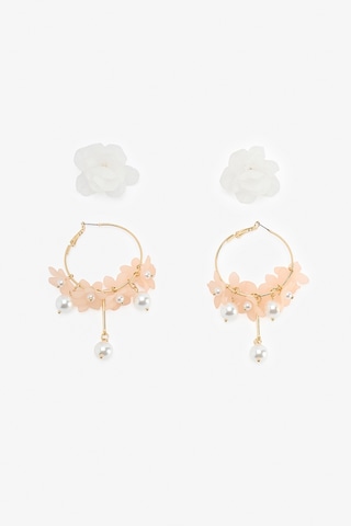 Penti Beyaz - Pembe Floral Küpe Seti Açık Mor