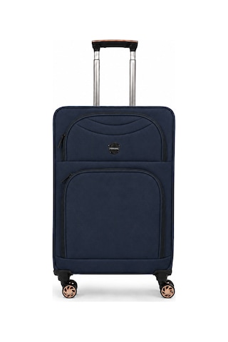 Fossil Unisex Kumaş Orta Boy Ultra Hafif Şifreli Körüklü Kendi Etrafında Dönebilen Valiz 010-02 Lacivert