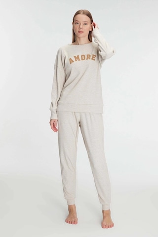 Yeni Sezon Kışlık Pamuklu Uzun Kol Pijama Takımı Ten