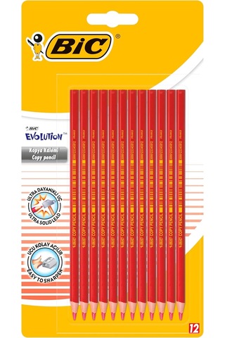Evolution Kırmızı Kopya Kalemi 12'li Blister,kıymık Oluşturmaz, Çiğnemeye Karşı Dayanıklı, Kolay Açılır 103 Ivory
