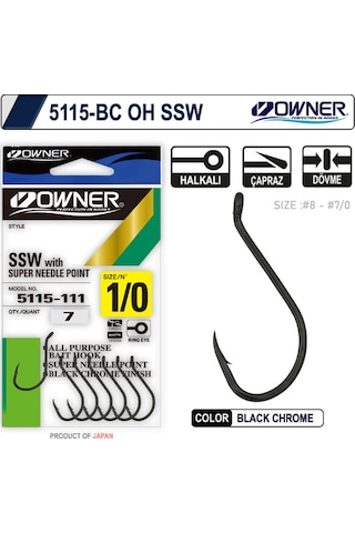 Owner 5115 Oh Ssw Black Chrome İğne - 1/0