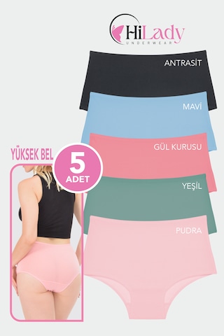 Kadın Külot, Çok Renkli Yüksek Bel Külot, Pamuklu Yumuşak Kumaş, Çoklu Paket, Karışık Renkli Koyu Soft