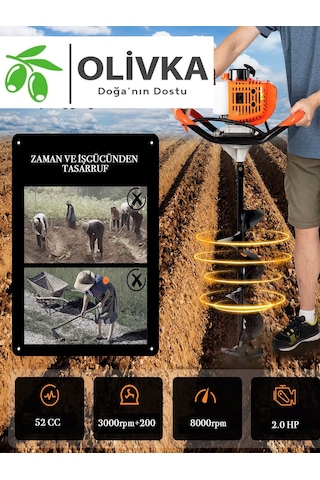Olivka Easy Start 20 CM Uç 2.0 HP 52 CC Toprak Burgu Makinesi