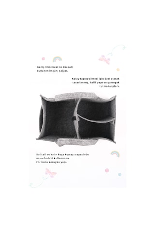 Çok Amaçlı Kalın Keçe Anne Bebek Bakım Çantası Pratik Düzenleyici Organizeri Gri