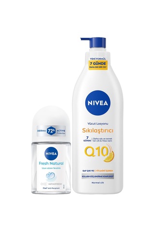 Tr Q10 Sıkılaştırıcı Nemlendirici Vücut Losyonu400ml Ve Kadın Mini Roll-on Deodorant Fresh Natural 25ml