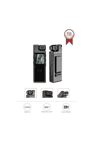 Torima Cmr-19 Siyah 4k 180 Derece Vücut Kamerası Wifi Gece Görüşlü Aksiyon Kamerası