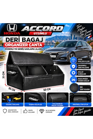 Honda Accord Uyumlu Oto Bagaj Organizeri Deri Bagaj Kutu Çanta 1