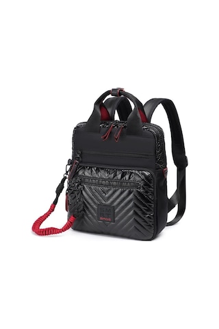 Parlak Kumaş Küçük Boy Askılı Kadın Sırt Çantası 3250 Siyah