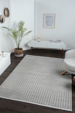 Mariesse Home Zen Koleksiyonu Bambu Dokulu Modern Sık Dokuma Halı - Salon Oturma Odası Halısı 0597a Gri
