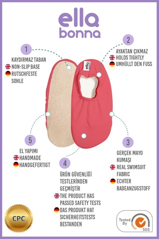 Ella Bonna Kaydırmaz Taban, Unisex Bebek, Çocuk Deniz Ayakkabısı, Havuz Patiği, Pembe - 536344725 Pembe - 536344725 Pembe