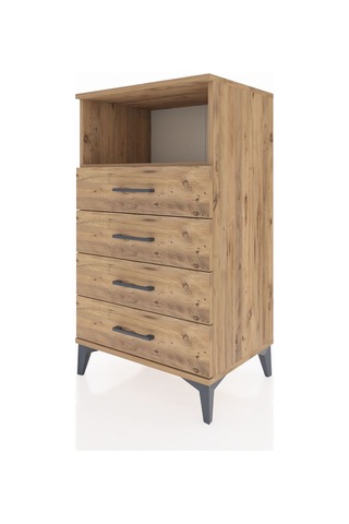 Hyperion Komodin Tek Raflı 4 Çekmeceli 60x44x106 Çam-çam Çam