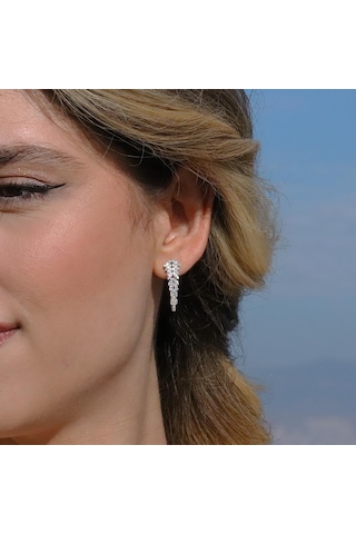 Yaprak Modeli Taşlı Starlight Diamond Gümüş Set Gümüş