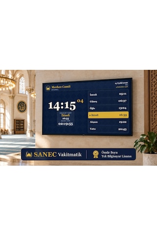 SANEC Vakitmatik – 32" HDMI Ekranlı Cami Vakitmatik Tam Paket