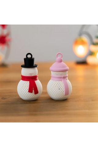 Yılbaşı Dekorasyonu: 3d Baskı Kardan Adam Led Tealight Seti Asılabilir & Masa Üstü