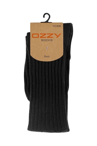 Ozzy Socks Soft Touch Kışlık Kadın Yünlü Uyku Çorabı Siyah