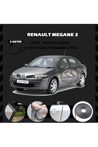 Renault Megane 2 Oto Araç Kapı Koruma Fitili 5metre Parlak Siyah Renk
