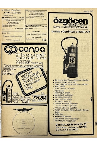 İzmir 1982-1983 Meslek Reklam İlanı Efemera S603