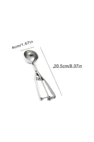 Paslanmaz Çelik Dondurma Kaşığı 4 Cm Kepçe 20.5 Cm Uzunluk Ergonomik Tutma Profesyonel Porsiyon Kaşığı Çelik Yay Mekanizmalı