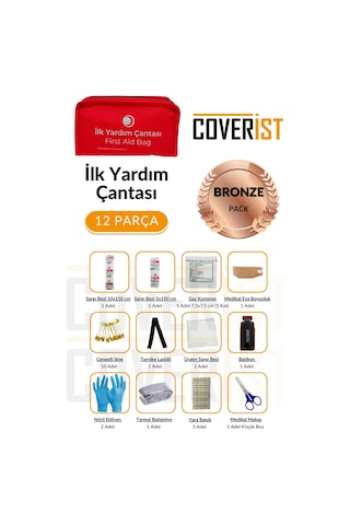 Üçgen Trafik Ve İlk Yardım Seti - Muayene Uyumlu 1 Kg Araç Yangın Tüpü - 2 Adet Reflektör - Bronze Pack