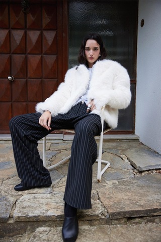 Suud Collection Ekru Lexi Suni Kürk Ceket