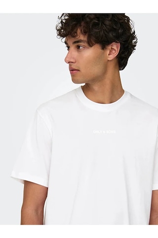 Only & Sons Erkek Pamuklu Regular Fit Yuvarlak Yaka Beyaz T-shirt - 22028147