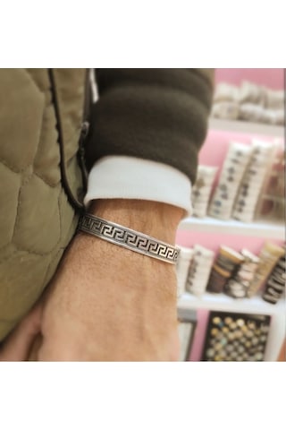 Oriental Kuyumculuk Jewellery Grek Model Gümüş Erkek Bileklik Gümüş