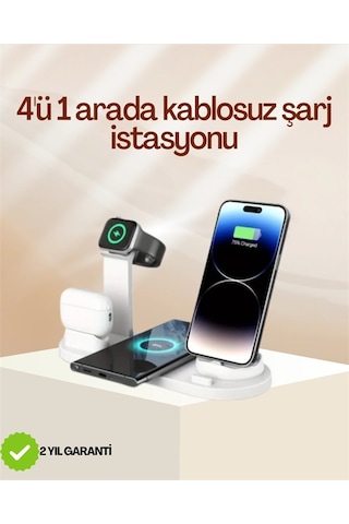 Mey İthalat 4 Cihazı Aynı Anda Şarj Edebilen Kablosuz Şarj İstasyonu Çok Yönlü Ve Pratik Tasarım