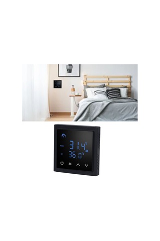 Moveevo Mh1828a Siyah Akıllı Zemin Isıtma Termostati - Led Ekranlı, 16a, 1 C Hassasiyetli, Kaza Kilitli, Kesinti Belleği, Ac85-250v Uyumlu