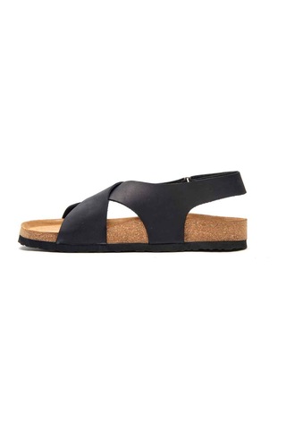 Comfortfusse Fayette - Erkek Ortopedik Hakiki Deri Sandalet Siyah Nubuk Deri